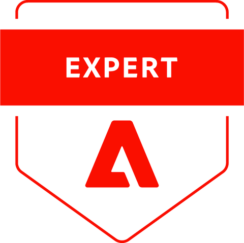 Adobe Certified Expert badge for Magento Front End Developer - Professional certification in Adobe Commerce theming, UI/UX development, and Magento 2 customization